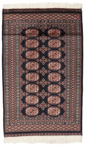 80X125 Pakistan Bokhara 2Ply Vloerkleed Oosters Zwart/Donkerrood (Wol, Pakistan) Carpetvista