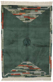 137X198 China 90 Line Teppich Orientalischer Schwarz/Grün (Wolle, China) Carpetvista
