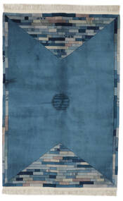 137X198 China 90 Line Rug Oriental Dark Blue/Dark Grey (Wool, China) Carpetvista