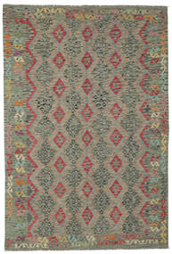 202X294 絨毯 オリエンタル キリム アフガン オールド スタイル グリーン/茶色 (ウール, アフガニスタン) Carpetvista