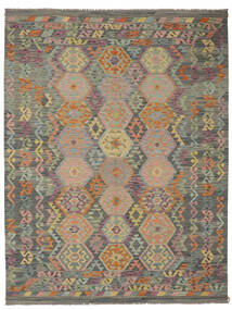 Kelim Afghan Old Style Tæppe 183X242 Mørkegul/Brun Uld, Afghanistan Carpetvista