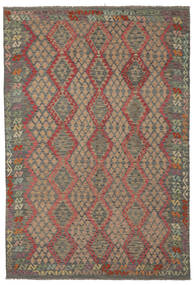 210X303 絨毯 キリム アフガン オールド スタイル オリエンタル 茶色/ダークレッド (ウール, アフガニスタン) Carpetvista