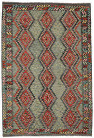 Kelim Afghan Old Stil Teppich 207X302 Dunkelgrün/Schwarz Wolle, Afghanistan Carpetvista