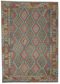 202X287 Kelim Afghan Old Style Teppe Orientalsk Brun/Mørk Grønn (Ull, Afghanistan) Carpetvista