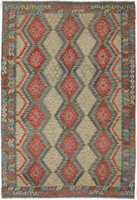 絨毯 キリム アフガン オールド スタイル 203X296 ダークイエロー/茶色 (ウール, アフガニスタン)