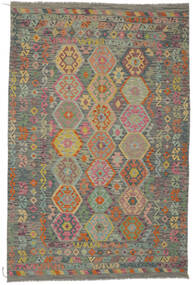 197X295 Kilim Afghan Old Style Rug Oriental Dark Green/Brown (Wool, Afghanistan) Carpetvista