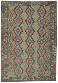Kilim Afghan Old Style Rug 210X299 Brown/Dark Yellow Wool, Afghanistan Carpetvista
