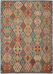 213X295 Kelim Afghan Old Style Matot Matto Itämainen Ruskea/Tummankeltainen (Villa, Afganistan) Carpetvista