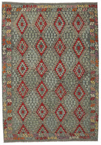 208X296 Kilim Afghan Old Style Rug Oriental Dark Green/Black (Wool, Afghanistan) Carpetvista