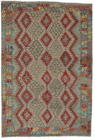 206X299 Kelim Afghan Old Style Matta Orientalisk Brun/Mörkgul (Ull, Afghanistan) Carpetvista