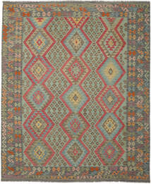  Kilim Afegão Old Style Tapete 250X299 Lã Castanho/Verde Escuro Grande Carpetvista