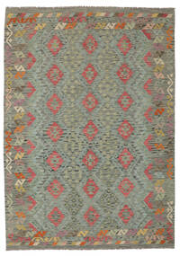絨毯 オリエンタル キリム アフガン オールド スタイル 177X248 グリーン/ダークグリーン (ウール, アフガニスタン)