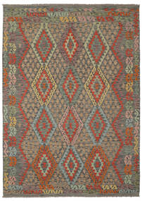 Kelim Afghan Old Style Vloerkleed 210X289 Bruin/Donker Geel Wol, Afghanistan Carpetvista