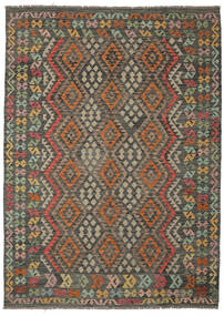 Kelim Afghan Old Style Tæppe 203X287 Brun/Sort Uld, Afghanistan Carpetvista