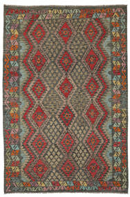 絨毯 キリム アフガン オールド スタイル 202X297 茶色/ブラック (ウール, アフガニスタン)