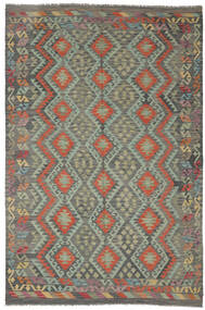 Kelim Afghan Old Stil Teppich 202X299 Dunkelgrün/Grün Wolle, Afghanistan Carpetvista