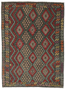  208X286 Kelim Afghan Old Style Vloerkleed Zwart/Bruin Afghanistan Carpetvista