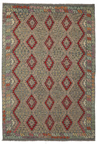  Orientalsk Kelim Afghan Old Style Teppe 206X301 Brun/Mørk Gul Ull, Afghanistan Carpetvista