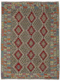  186X244 Kelim Afghan Old Stil Teppich Dunkelgelb/Braun Afghanistan Carpetvista