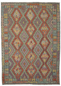  Orientalsk Kelim Afghan Old Style Tæppe 205X288 Brun/Mørkegul Uld, Afghanistan Carpetvista