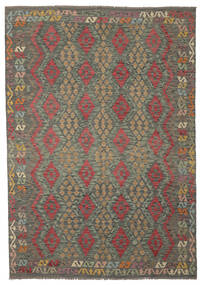 絨毯 オリエンタル キリム アフガン オールド スタイル 204X290 ダークイエロー/茶色 (ウール, アフガニスタン)