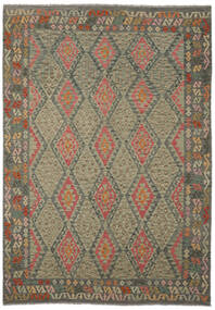  Kilim Afghan Old Style Rug 210X295 Wool Dark Yellow/Brown Carpetvista