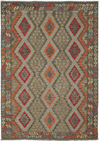 絨毯 キリム アフガン オールド スタイル 204X295 茶色/ブラック (ウール, アフガニスタン)