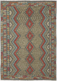 絨毯 オリエンタル キリム アフガン オールド スタイル 204X288 ダークイエロー/茶色 (ウール, アフガニスタン)