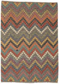  181X254 Kelim Afghan Old Stil Teppich Braun/Dunkelgelb Afghanistan Carpetvista