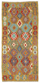92X198 Kelim Afghan Old Style Orientalisk Hallmatta Brun/Grön (Ull, Afghanistan) Carpetvista