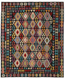 Kelim Afghan Old Style Matot Matto 253X300 Musta/Tummanpunainen Isot Villa, Afganistan Carpetvista
