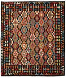  260X303 Kelim Afghan Old Style Matot Matto Musta/Tummanpunainen Afganistan Carpetvista
