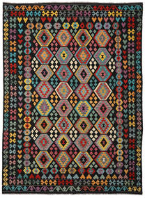  Kelim Afghan Old Style Matot 253X346 Musta/Ruskea Carpetvista