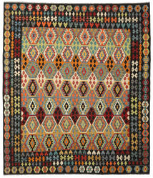 Tapete Oriental Kilim Afegão Old Style 259X302 Preto/Verde Escuro Grande (Lã, Afeganistão)