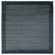  300X300 Einfarbig Groß Handloom Frame Teppich - Dunkeltürkis Wolle