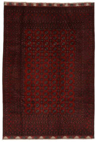 203X289 Afghan Fine Rug Oriental Black/Dark Red (Wool, Afghanistan) Carpetvista