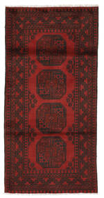 Afghan Fine Tæppe 97X192 Sort/Mørkerød Uld, Afghanistan Carpetvista