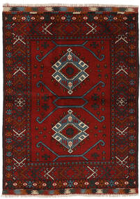  Afghan Fine Vloerkleed 99X136 Wol Zwart/Donkerrood Klein Carpetvista