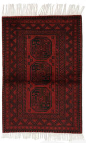  Afghan Fine Matot 100X145 Villamatto Musta/Tummanpunainen Pieni Matto Carpetvista