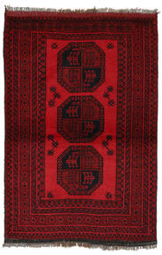  100X150 Afghan Fine Vloerkleed Zwart/Donkerrood Afghanistan Carpetvista