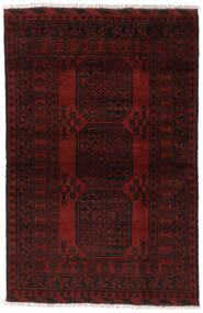  Oosters Afghan Fine Vloerkleed 94X141 Zwart/Donkerrood Wol, Afghanistan Carpetvista