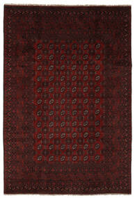 198X287 Afghan Fine Matot Matto Itämainen Musta/Tummanpunainen (Villa, Afganistan) Carpetvista