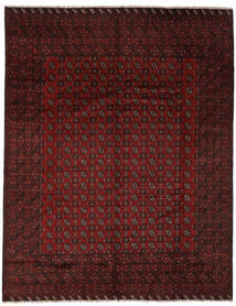  Afghan Fine Vloerkleed 290X372 Wol Zwart/Donkerrood Groot Carpetvista