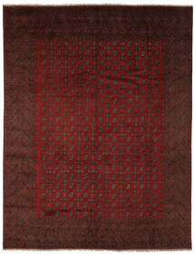  Afghan Fine Vloerkleed 295X375 Wol Zwart/Donkerrood Groot Carpetvista