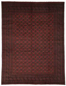  Afghan Fine Matot 290X380 Villamatto Musta/Tummanpunainen Suuri Matto Carpetvista