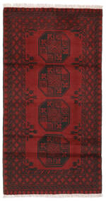 Afghan Fine Rug 98X190 Black/Dark Red Wool, Afghanistan Carpetvista