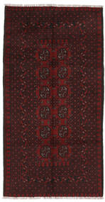  92X188 Afghan Fine Teppich Läufer Schwarz/Dunkelrot Afghanistan Carpetvista