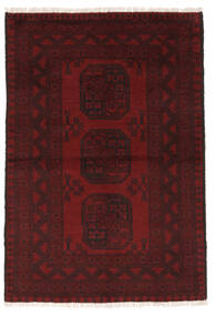  Afghan Fine Vloerkleed 97X144 Wol Zwart/Donkerrood Klein Carpetvista