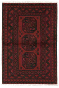  Afghan Fine Matot 97X144 Villamatto Musta/Tummanpunainen Pieni Matto Carpetvista