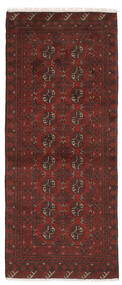  Orientalischer Afghan Fine Teppich 78X192 Läufer Schwarz/Dunkelrot Wolle, Afghanistan Carpetvista
